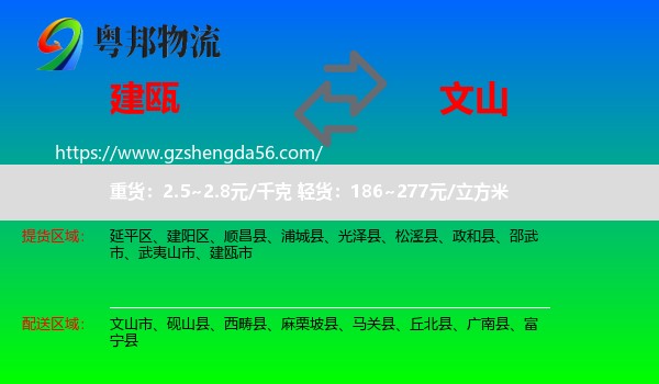 建瓯市到文山物流