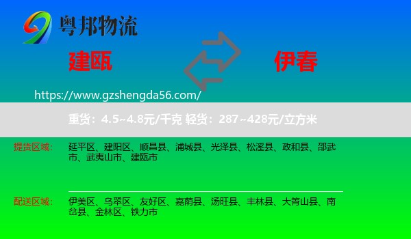 建瓯市到伊春物流