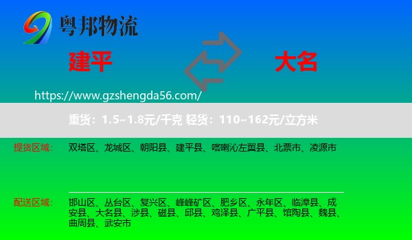 建平县到大名县物流专线