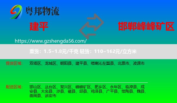 建平县到峰峰矿区物流专线