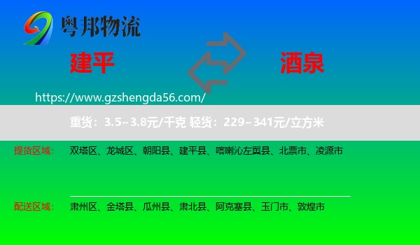 建平县到酒泉物流专线