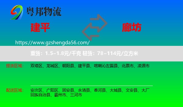 建平县到廊坊物流专线