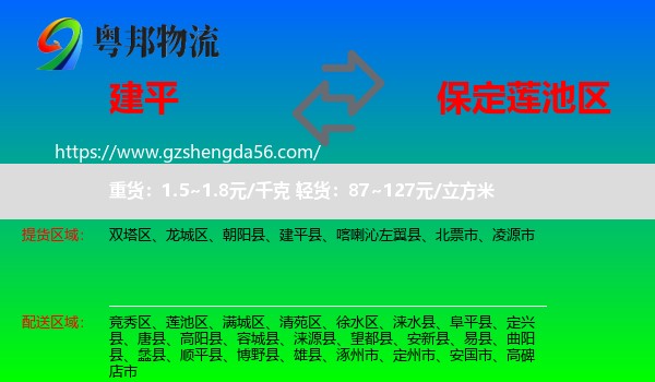 建平县到莲池区物流专线