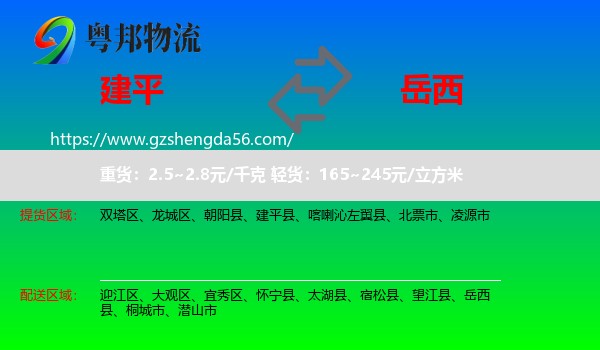 建平县到岳西县物流专线