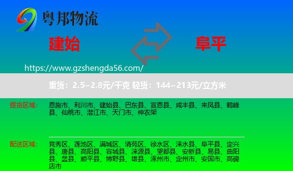 建始县到阜平县物流专线