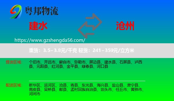 建水县到沧州物流