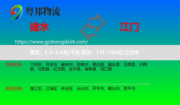 建水县到江门物流