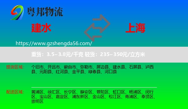 建水县到上海专线