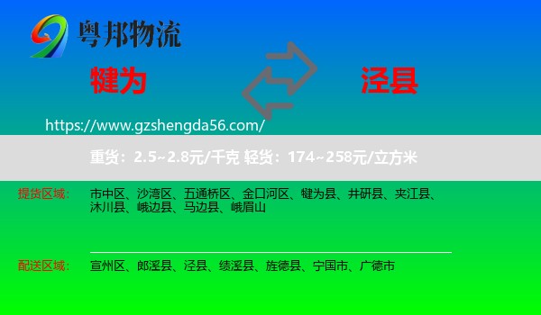犍为县到泾县物流专线