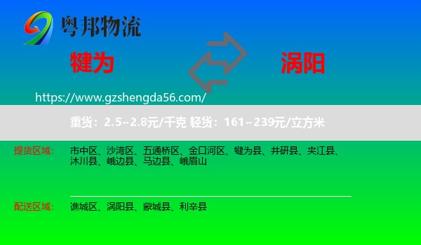 犍为县到涡阳县物流专线