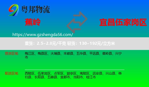 蕉岭县到伍家岗区物流专线