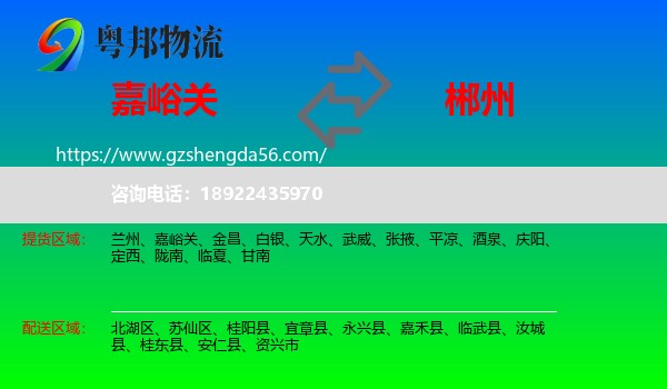 嘉峪关到郴州物流专线