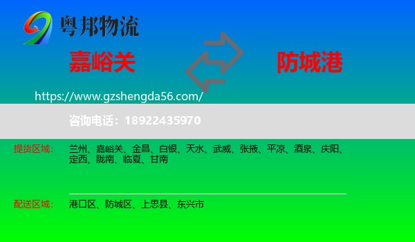 嘉峪关到防城港物流专线