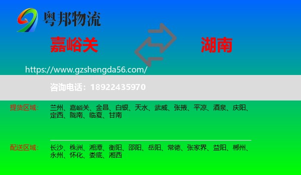 嘉峪关到湖南物流专线
