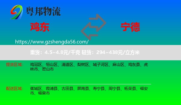 鸡东县到宁德物流