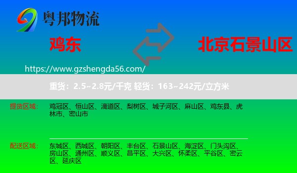 鸡东县到石景山区物流专线