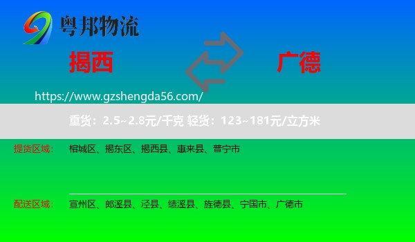 揭西县到广德市物流专线