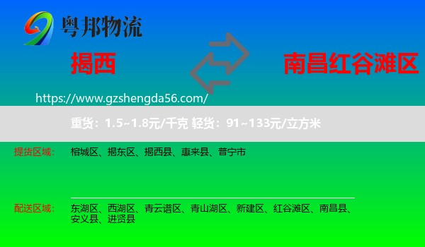 揭西县到红谷滩区物流专线
