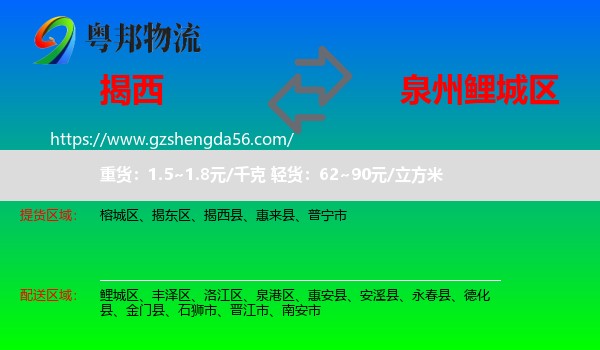 揭西县到鲤城区物流专线