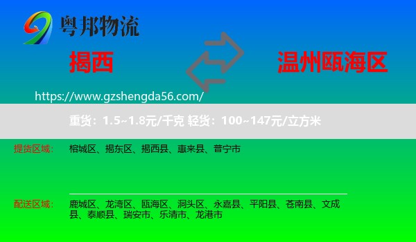 揭西县到瓯海区物流专线