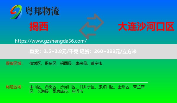揭西县到沙河口区物流专线