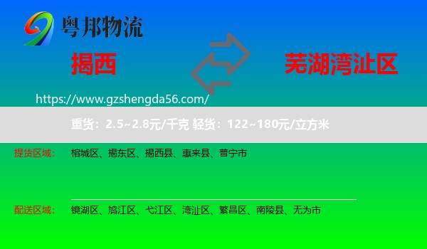 揭西县到湾沚区物流专线