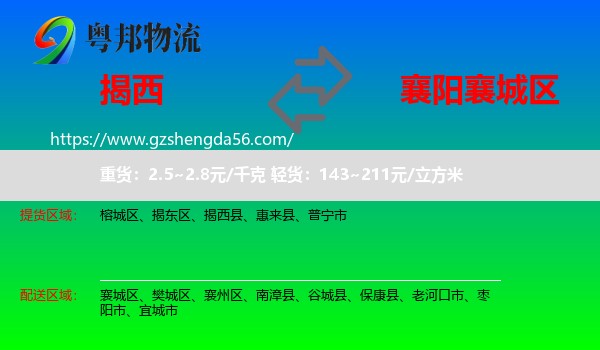 揭西县到襄城区物流专线