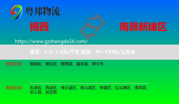 揭西县到新建区物流专线