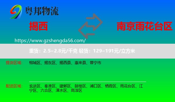 揭西县到雨花台区物流专线