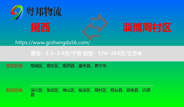揭西县到周村区物流专线