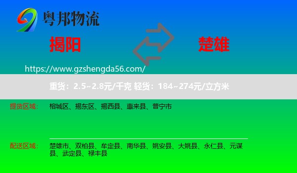 揭阳到楚雄物流