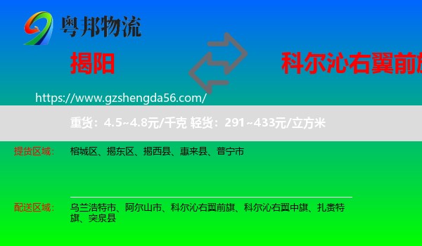 揭阳到科尔沁右翼前旗物流专线