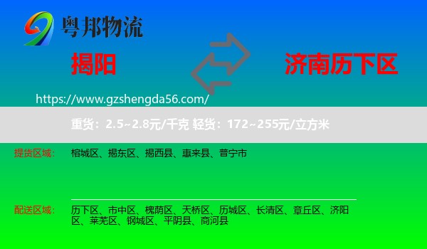 揭阳到历下区物流专线