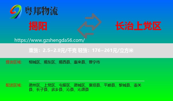 揭阳到上党区物流专线