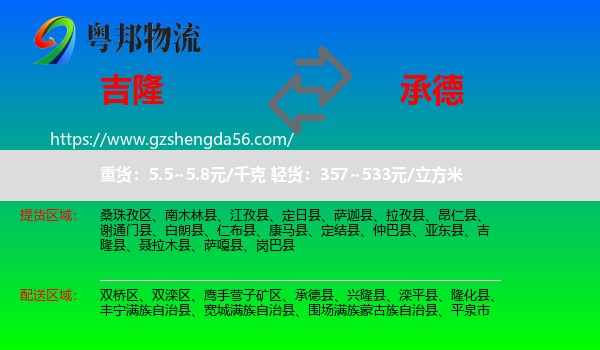 吉隆县到承德物流专线
