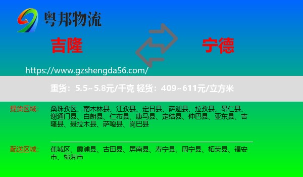 吉隆县到宁德物流专线