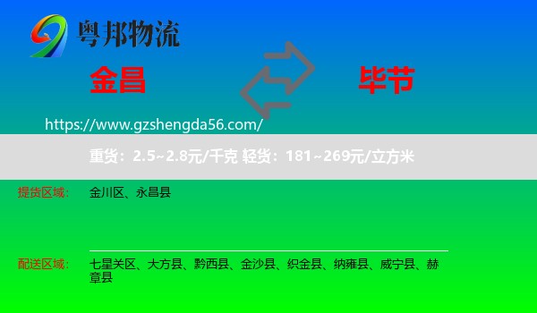 金昌到毕节物流专线