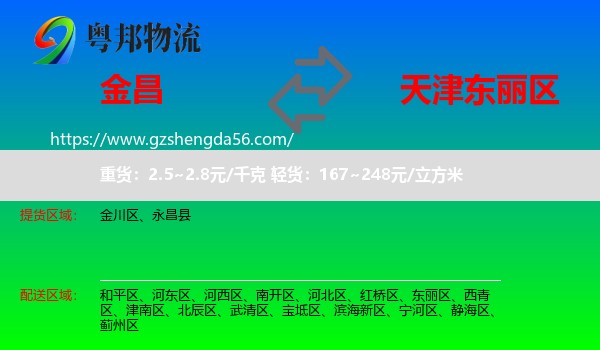 金昌到东丽区物流专线