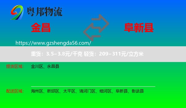 金昌到阜新县物流专线