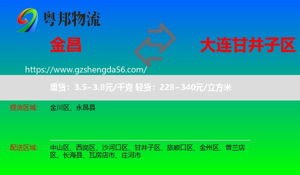 金昌到甘井子区物流专线