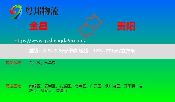 金昌到贵阳专线