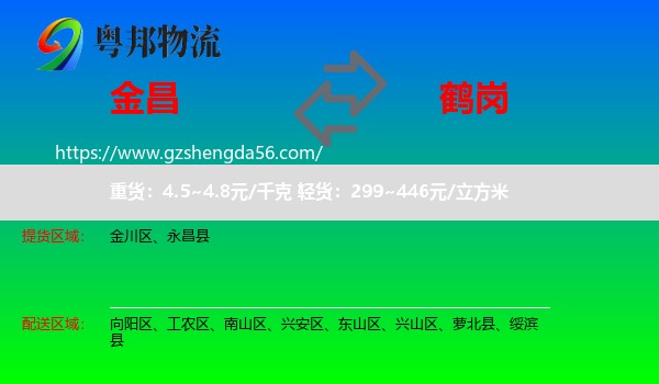 金昌到鹤岗物流专线