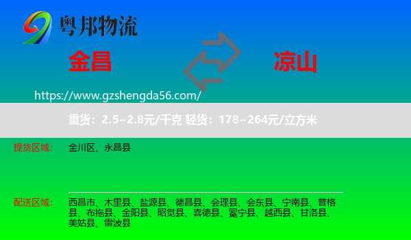 金昌到凉山物流专线