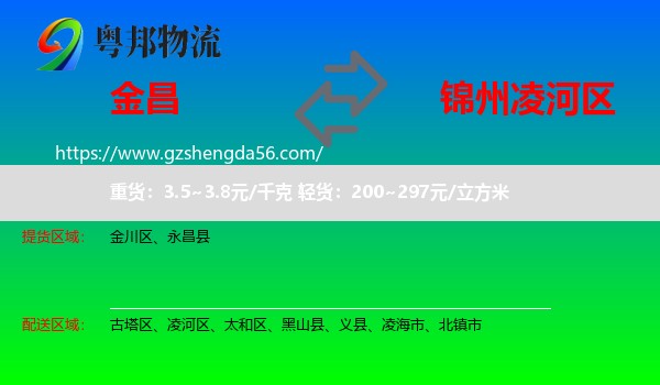 金昌到凌河区物流专线