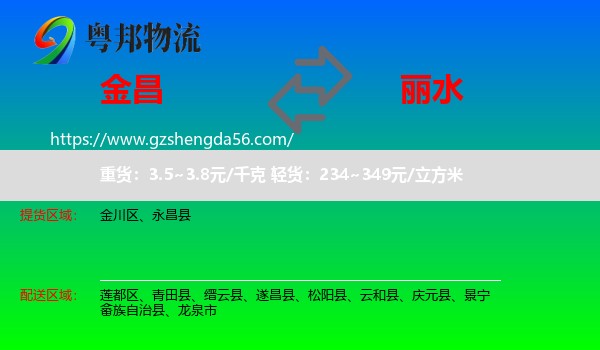 金昌到丽水物流专线