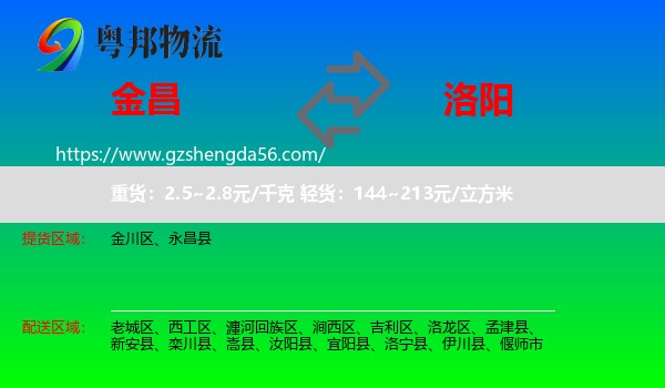 金昌到洛阳物流专线