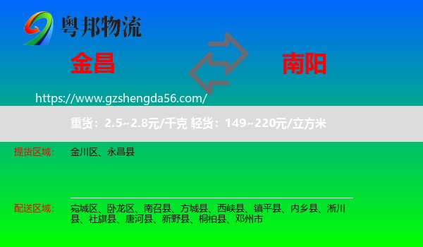 金昌到南阳物流专线