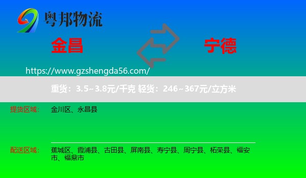 金昌到宁德物流专线