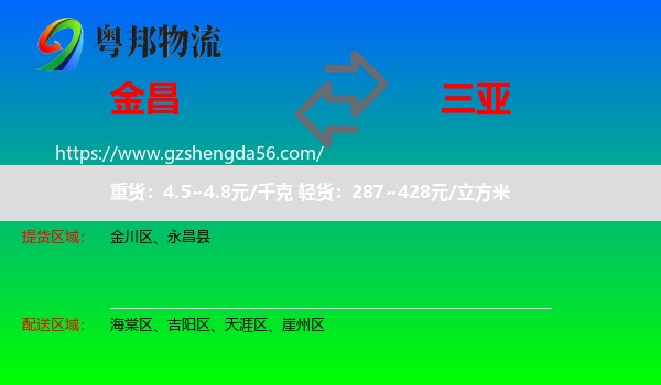 金昌到三亚物流专线
