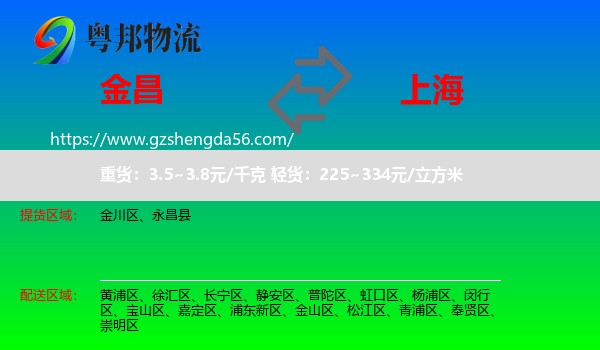 金昌到上海专线